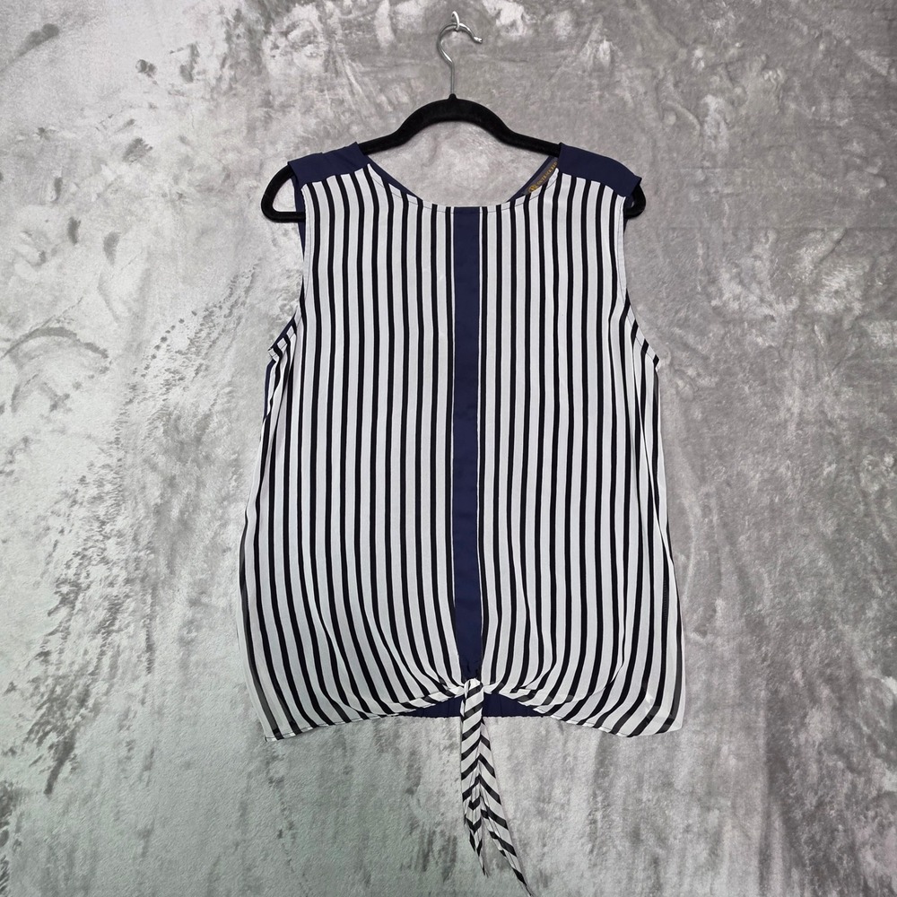 Outback Red Womens Navy White Striped Tie Front Sleeveless Blouse Size Small